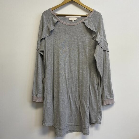 Umgee Gray Ruffle Long Sleeve Dress - Picture 1 of 11